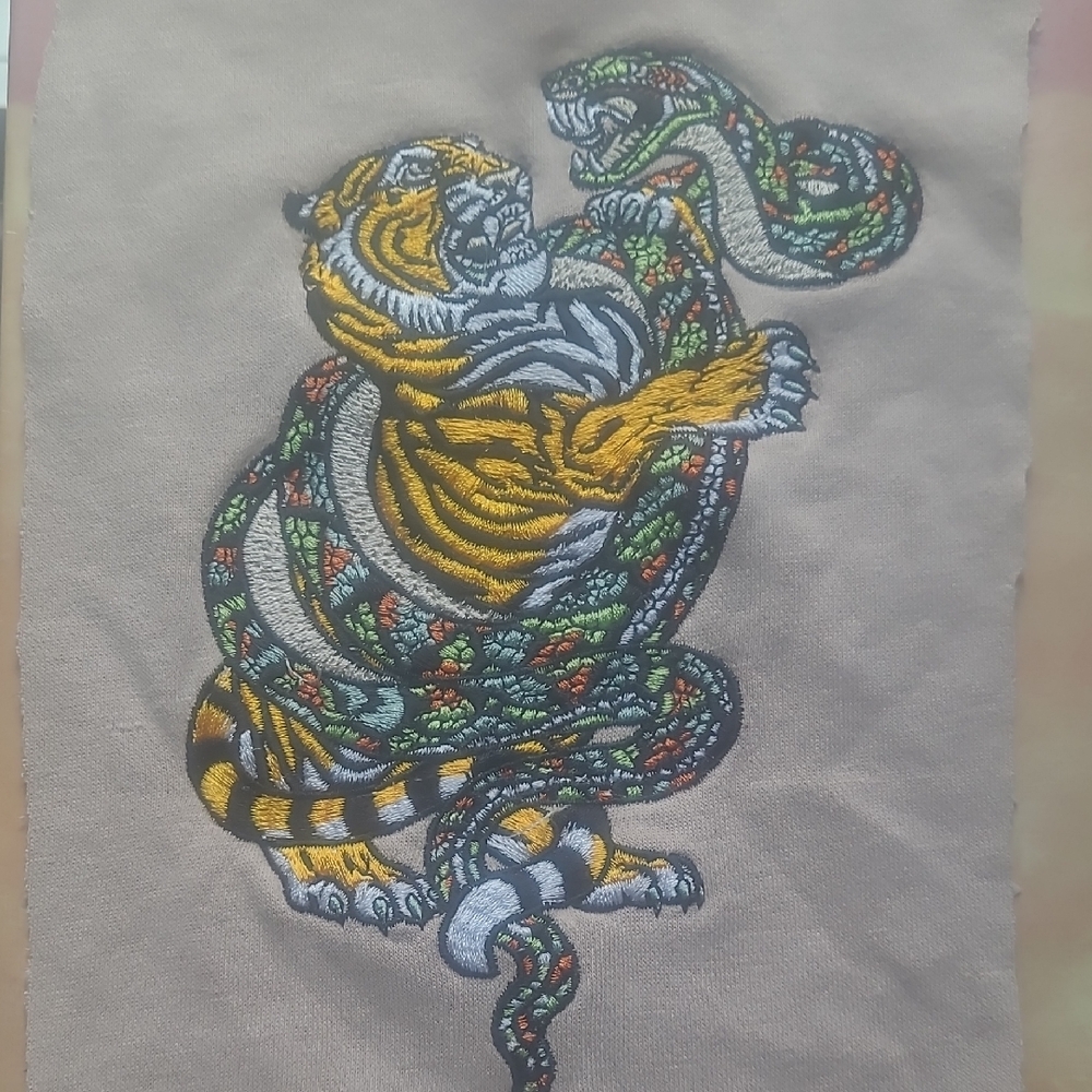 Vibrant Tiger and Snake Embroidered Patch